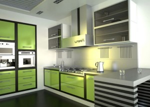 Кухня - зеленый цвет в интерьере