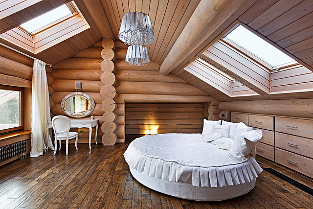 Вангсвик - круглая кровать Икеа в интерьере фото